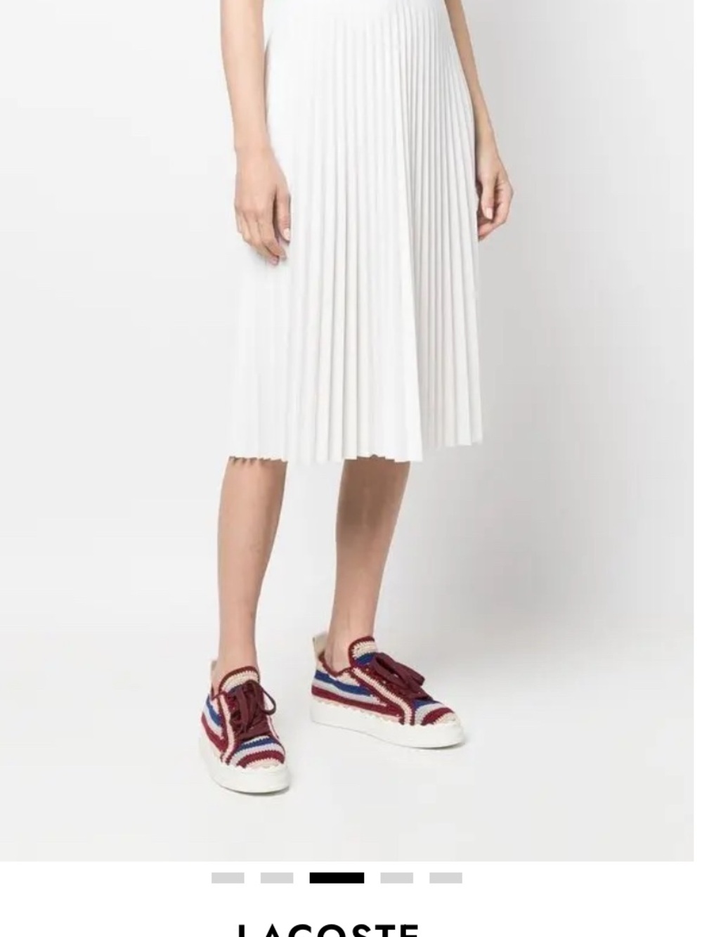 Lacoste White Pleated Midi Skirt